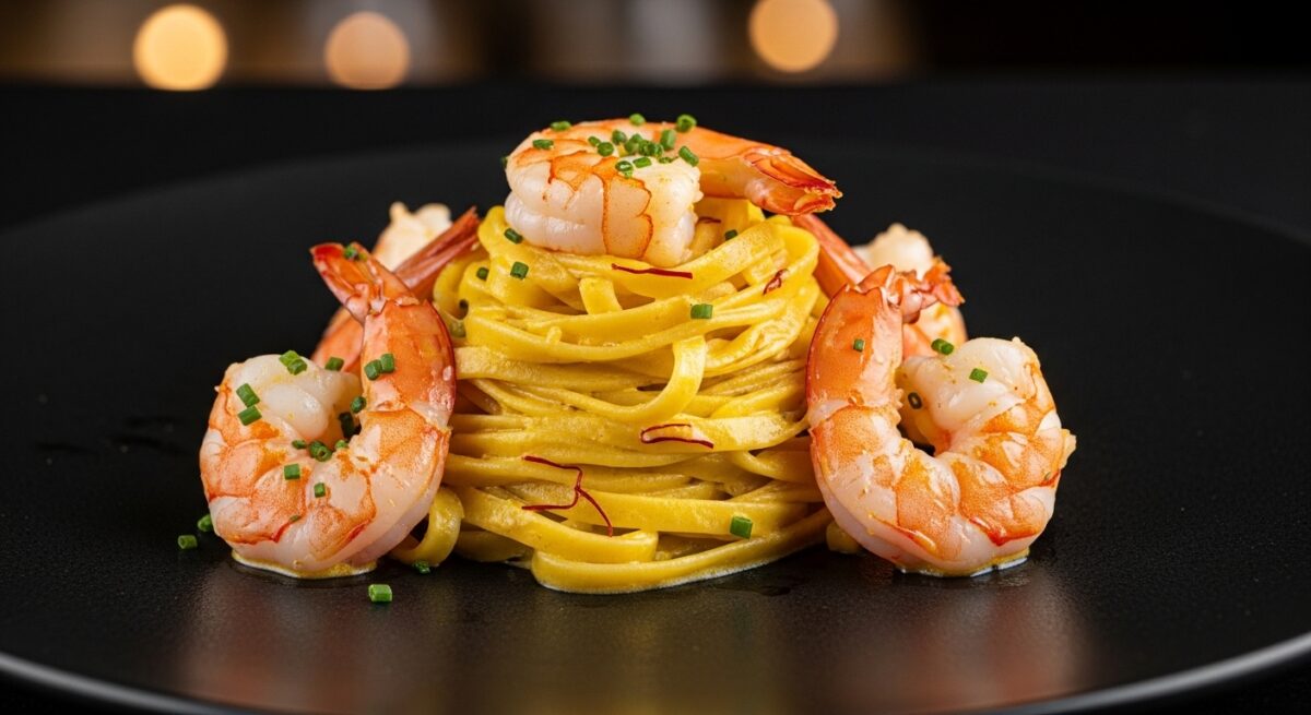 Pasta con Crema di Zafferano e Gamberi: Ricetta Veneta
